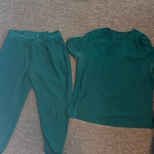 Mandala scrubs set, dark green